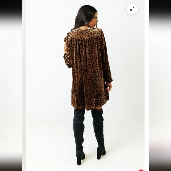 JODIFL Leopard Print Brown Dress_Small - Picture 2 of 9